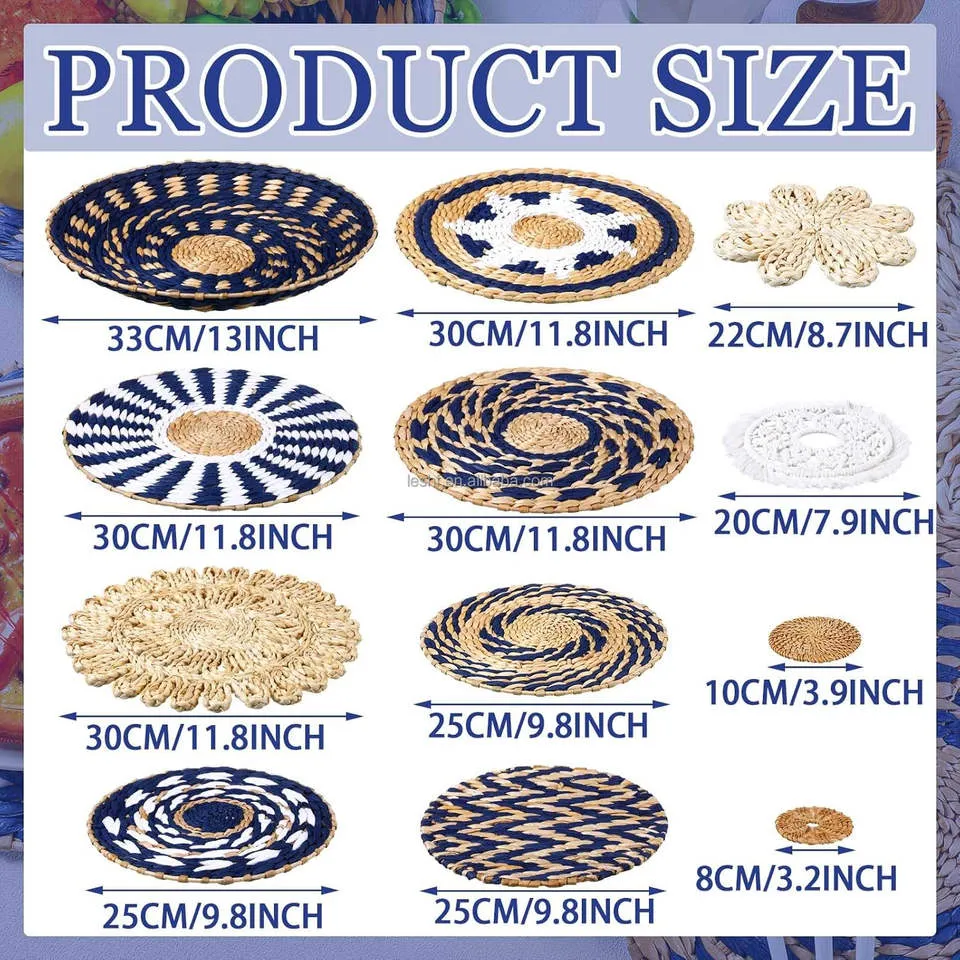 15-Piece Boho Seagrass Wall Basket Set – Handmade Woven Wall Decor - Image 3