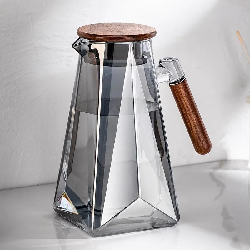 1800ml High Borosilicate Glass Water Pitcher with Wooden Handle & Lid - Image 6
