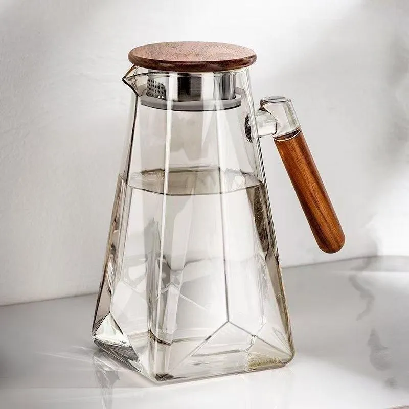 1800ml High Borosilicate Glass Water Pitcher with Wooden Handle & Lid - Image 5