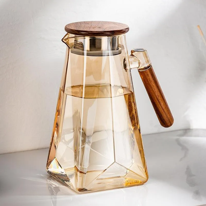 1800ml High Borosilicate Glass Water Pitcher with Wooden Handle & Lid - Image 3