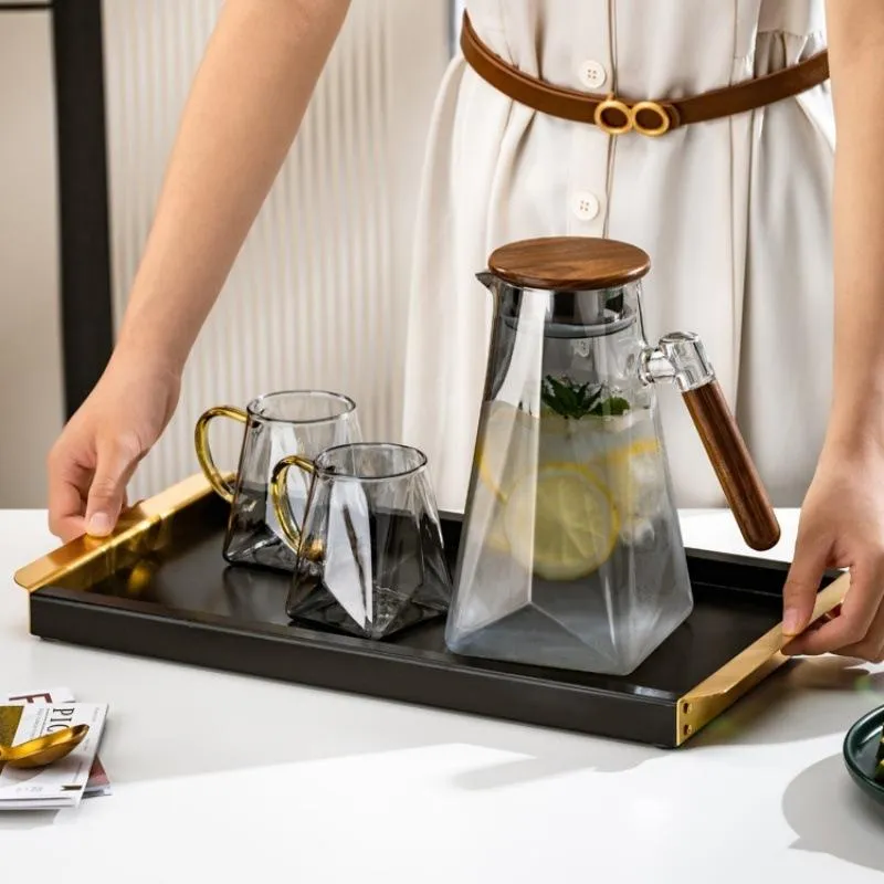 1800ml High Borosilicate Glass Water Pitcher with Wooden Handle & Lid - Image 2
