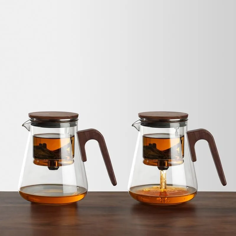 800ml Borosilicate Glass Teapot with Magnetic Infuser & Walnut Wood Handle - Image 4