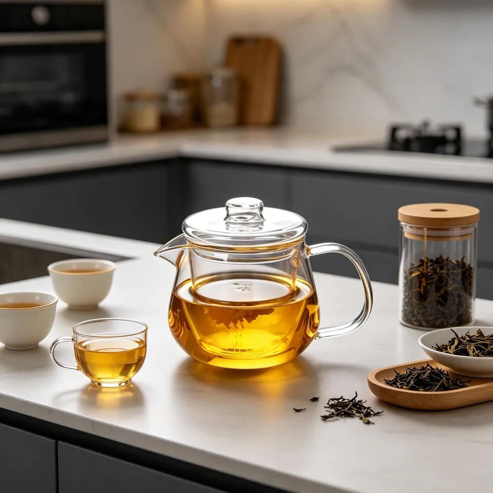 Handmade Borosilicate Glass Teapot 500ml/650ml – Heat Resistant Modern Tea Kettle