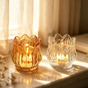 Luxury Tulip-Shaped Glass Candle Jar – Clear Heat-Resistant Candle Vessel